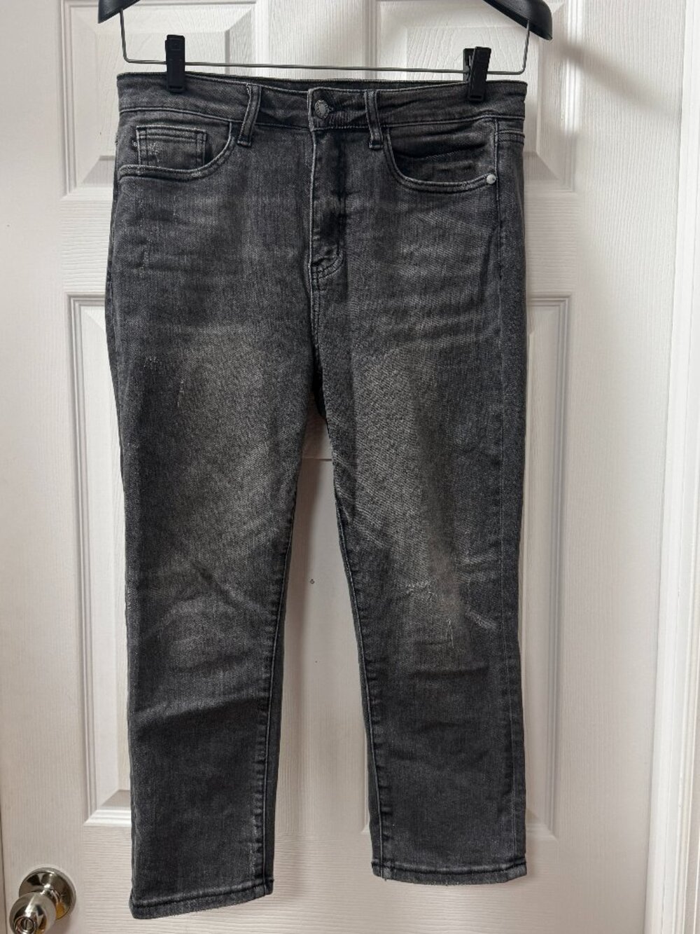 Judy Blue Distressed Skinny Fit Capri Jeans - Charcoal Grey - Size 7/28